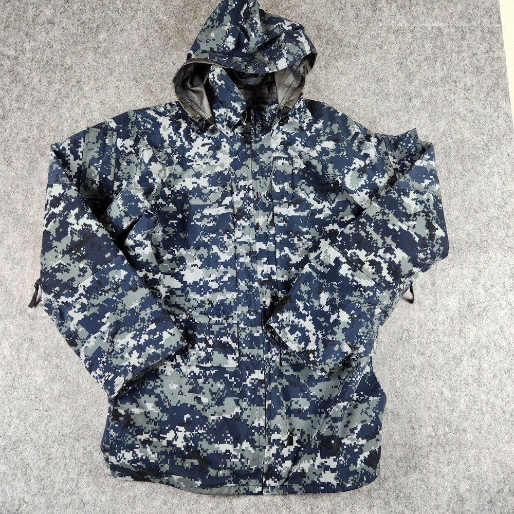 US Navy NWU Type I Parka Jacket Med Reg Blue Digital Camo Waterproof Tactical